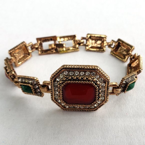 Jewelry - Gold Vermeil Colorful Rectangular Bracelet